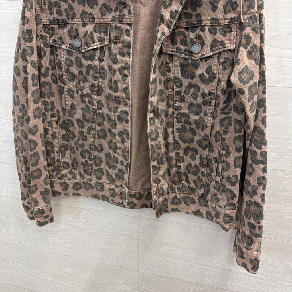 Blank NYC Brown Leopard Print Denim Jacket Medium
