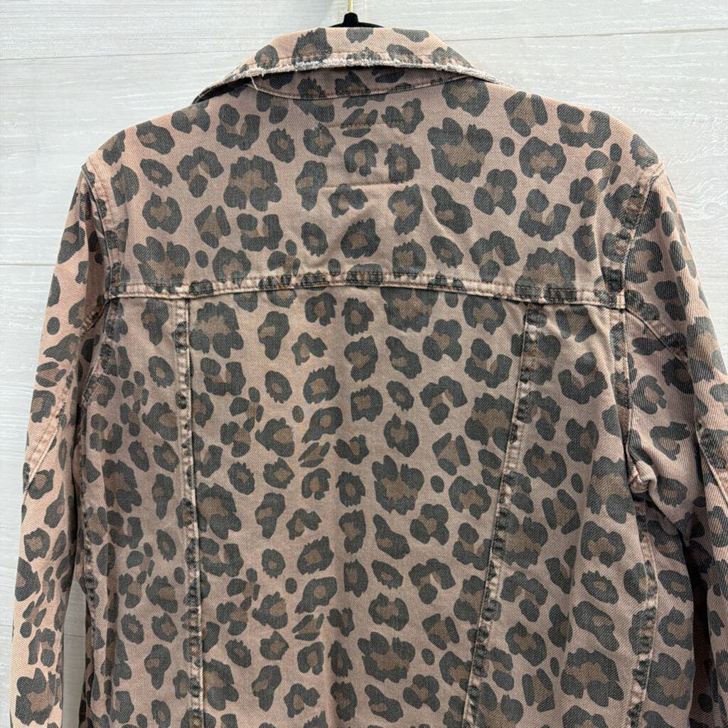 Blank NYC Brown Leopard Print Denim Jacket Medium