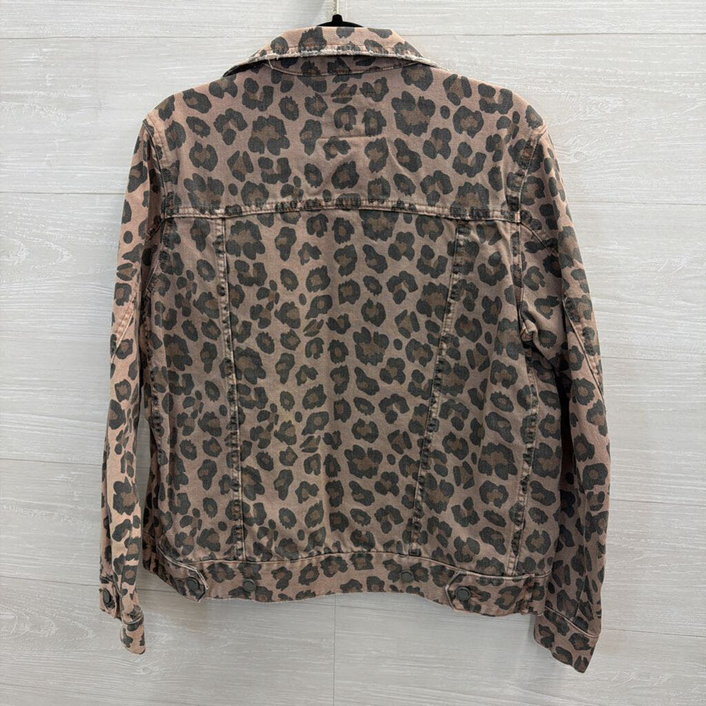 Blank NYC Brown Leopard Print Denim Jacket Medium
