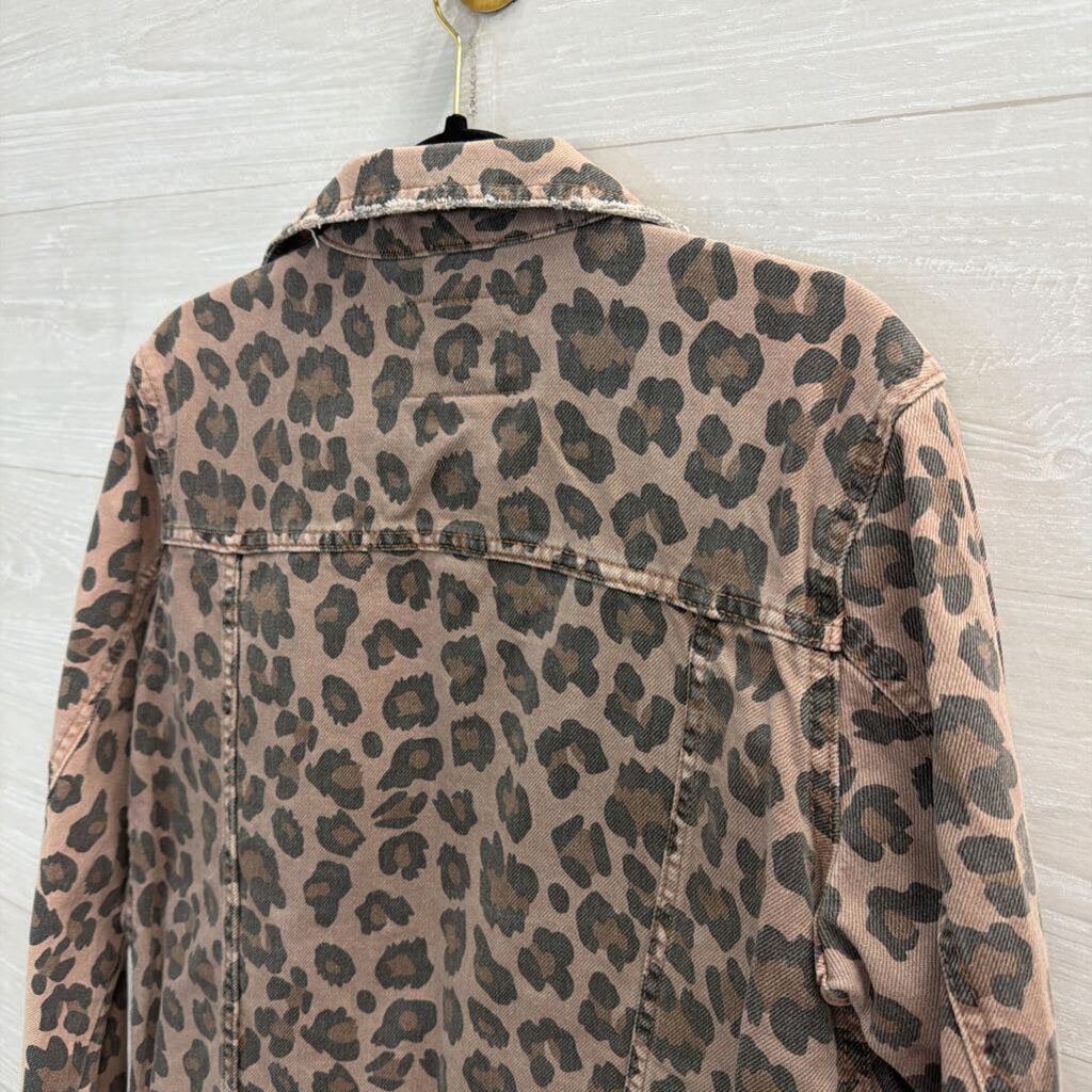 Blank NYC Brown Leopard Print Denim Jacket Medium