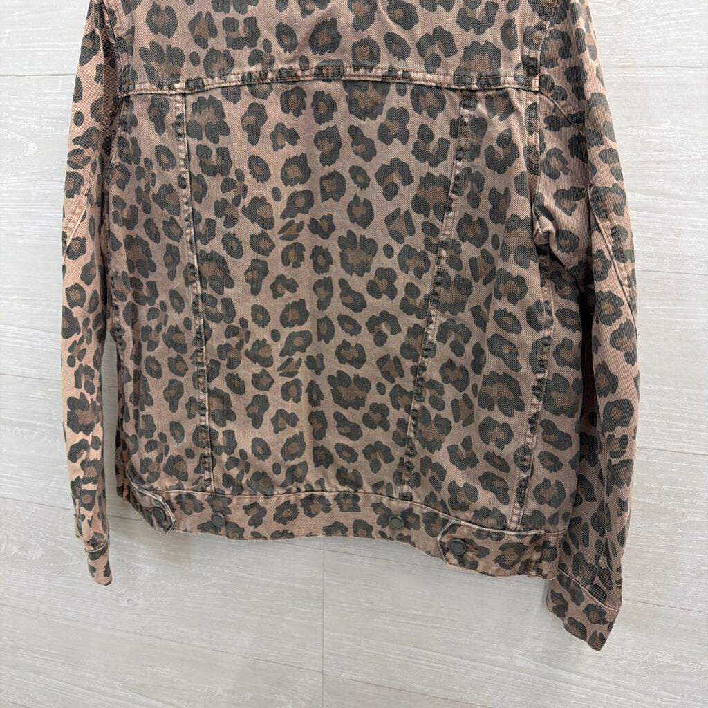 Blank NYC Brown Leopard Print Denim Jacket Medium