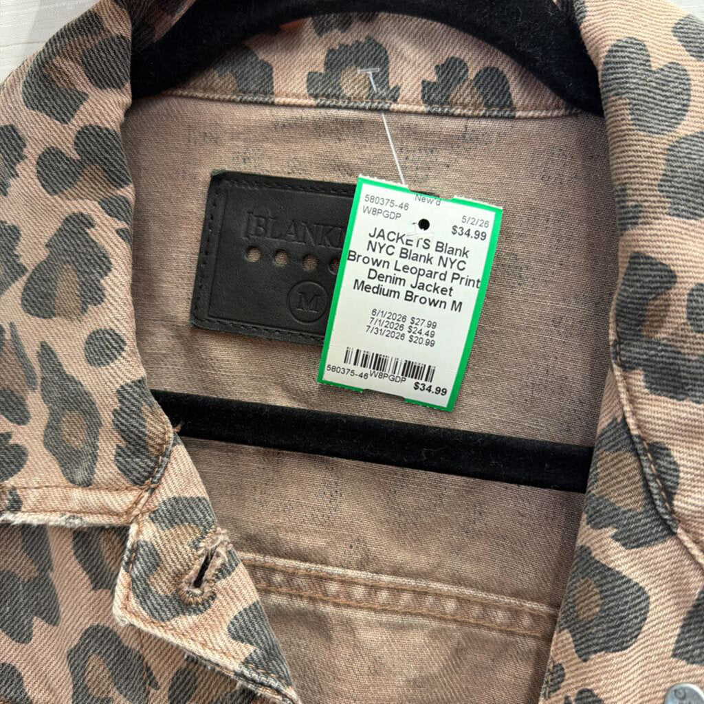 Blank NYC Brown Leopard Print Denim Jacket Medium