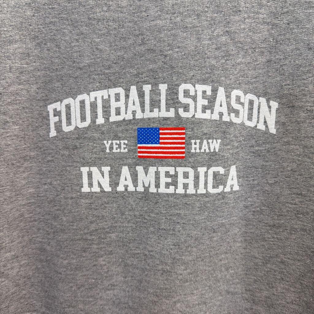 Gildan Grey Football Season In American Crewneck Sweatshirt Large