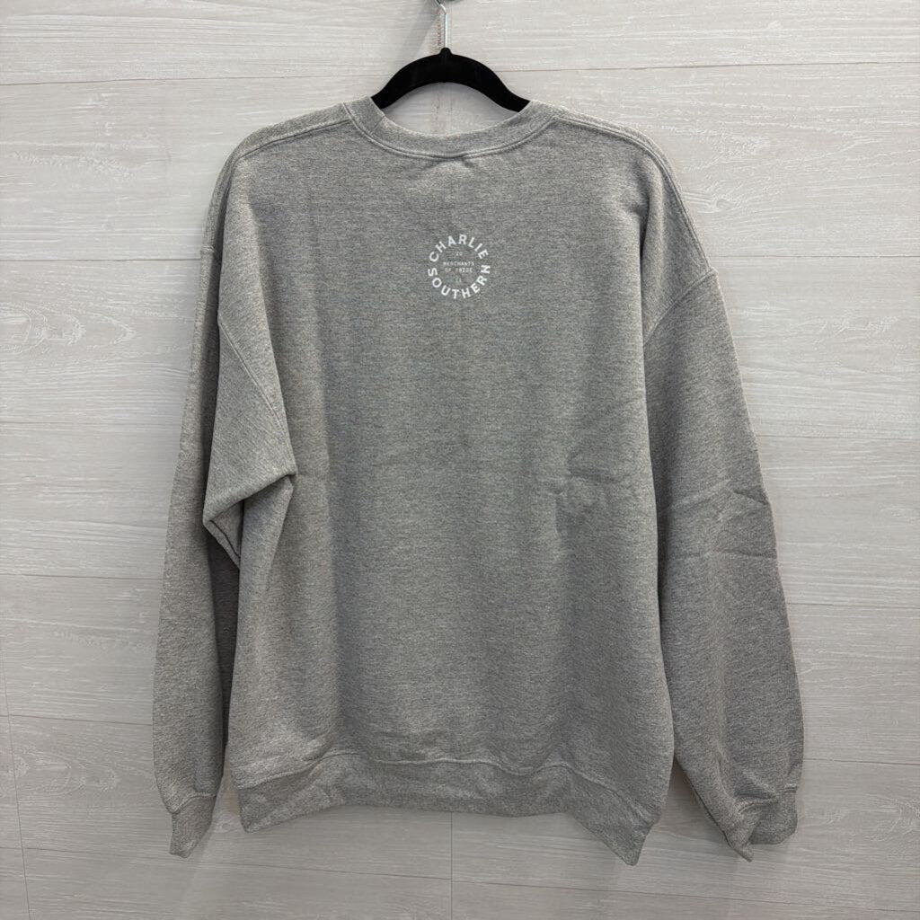 Gildan Grey Football Season In American Crewneck Sweatshirt Large