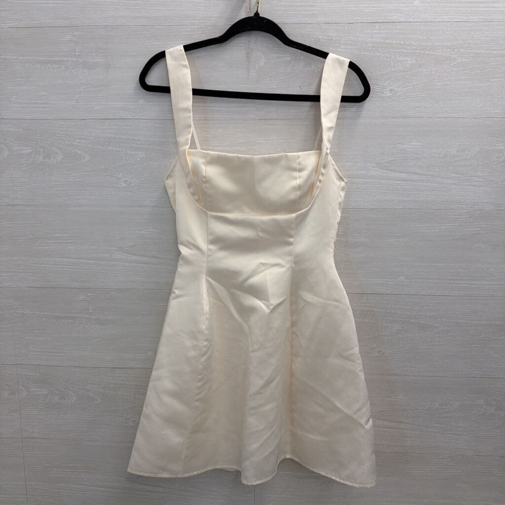 Cream Tie Back Mini Dress Medium