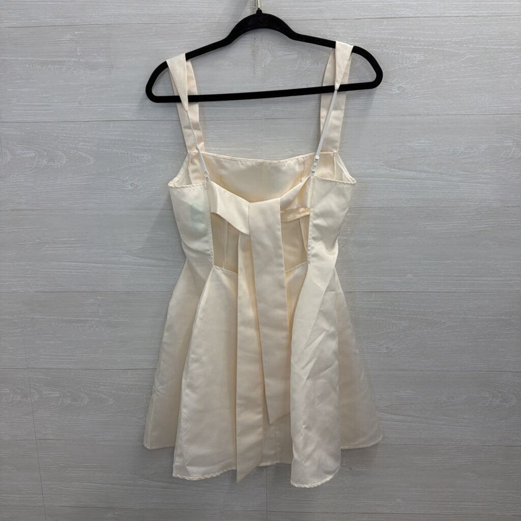 Cream Tie Back Mini Dress Medium