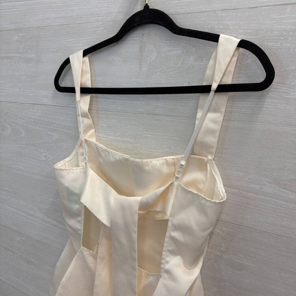 Cream Tie Back Mini Dress Medium