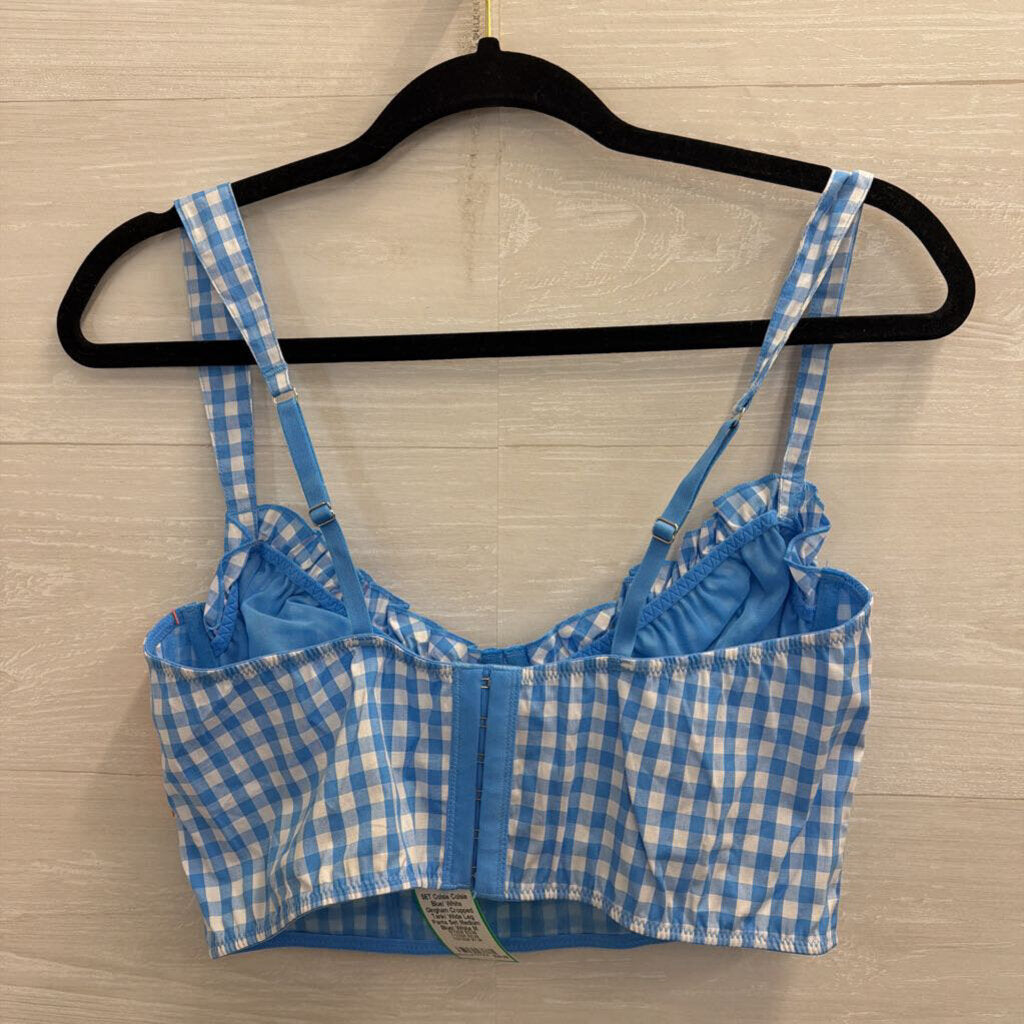 Colsie Blue/ White Gingham Cropped Tank/ Wide Leg Pants Set Medium