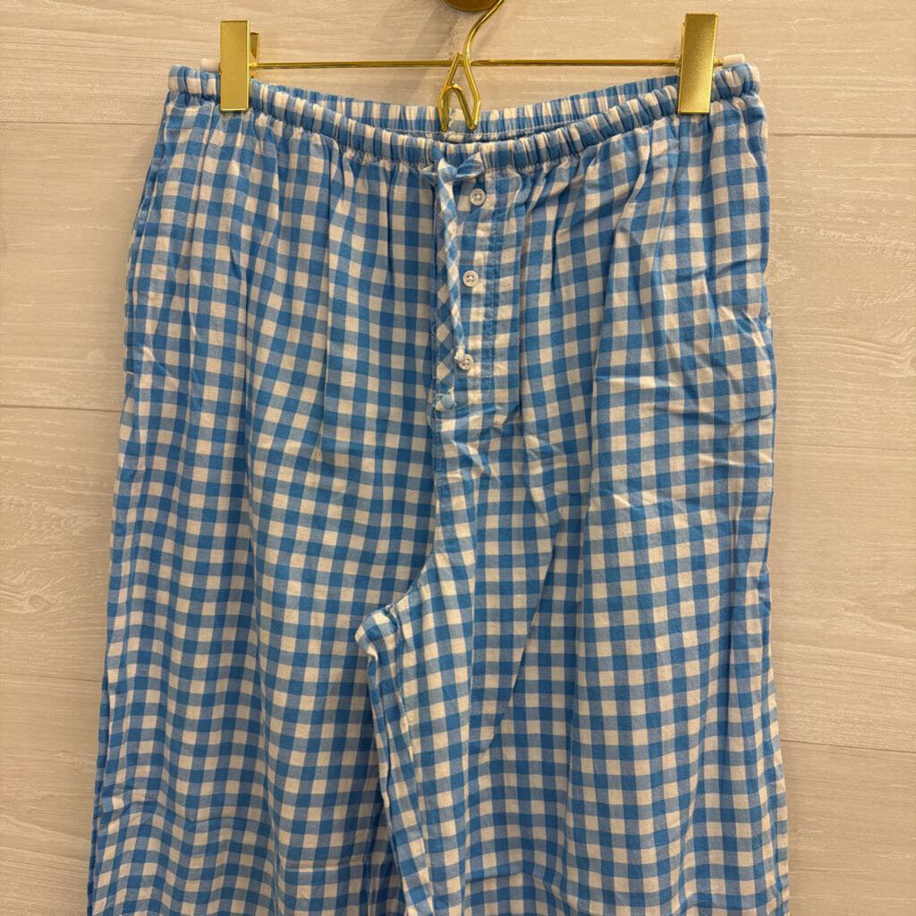 Colsie Blue/ White Gingham Cropped Tank/ Wide Leg Pants Set Medium