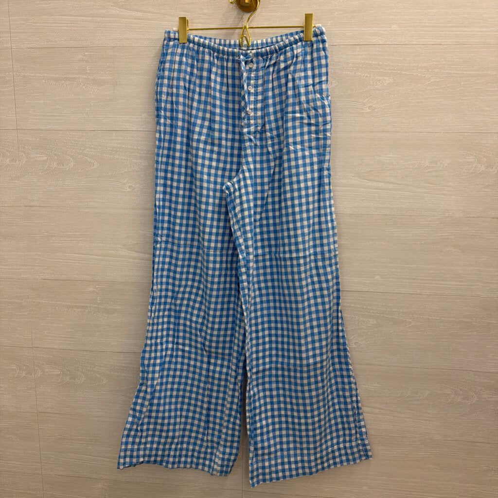 Colsie Blue/ White Gingham Cropped Tank/ Wide Leg Pants Set Medium