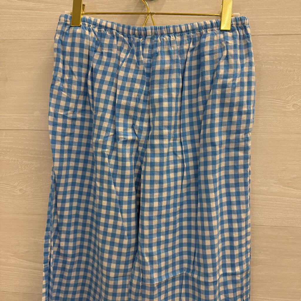 Colsie Blue/ White Gingham Cropped Tank/ Wide Leg Pants Set Medium