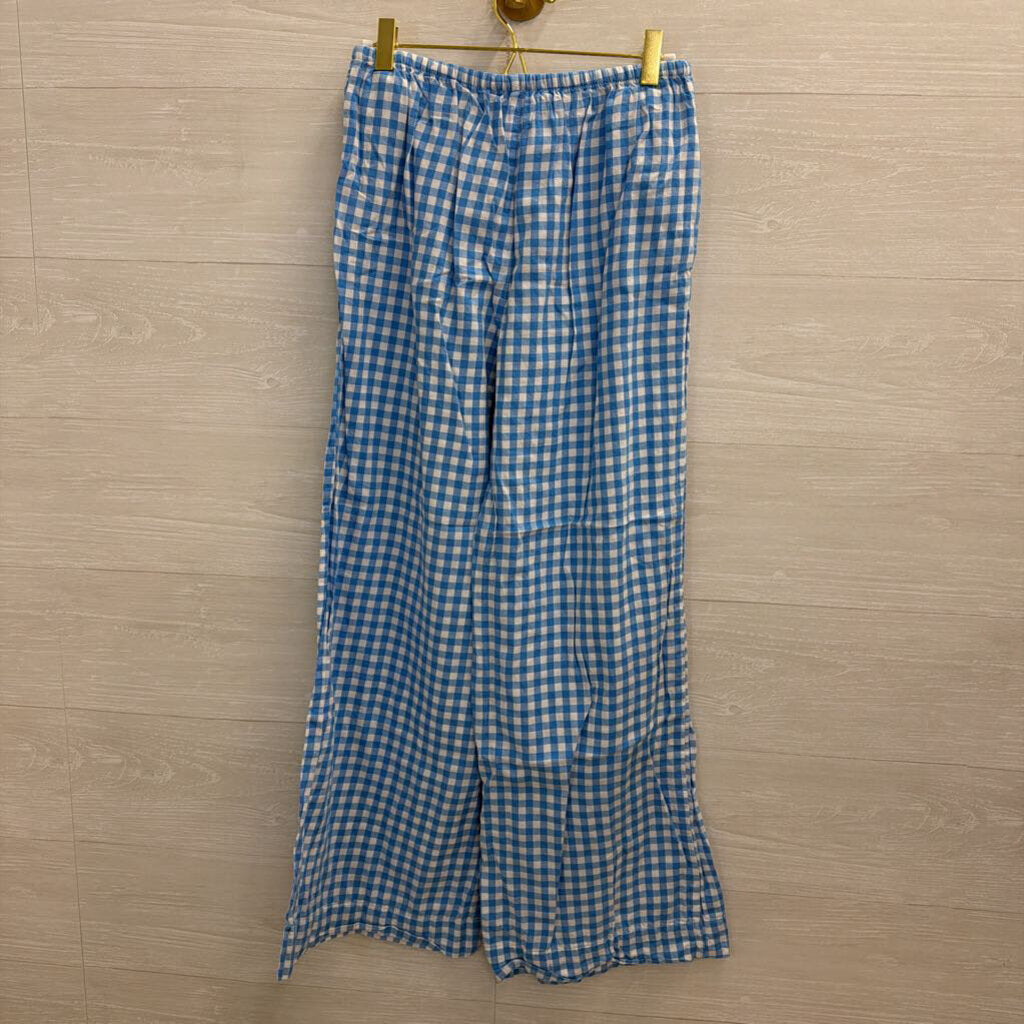 Colsie Blue/ White Gingham Cropped Tank/ Wide Leg Pants Set Medium
