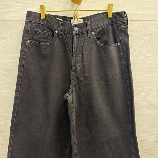 Black Mid Rise Super Wide Leg Jeans 8
