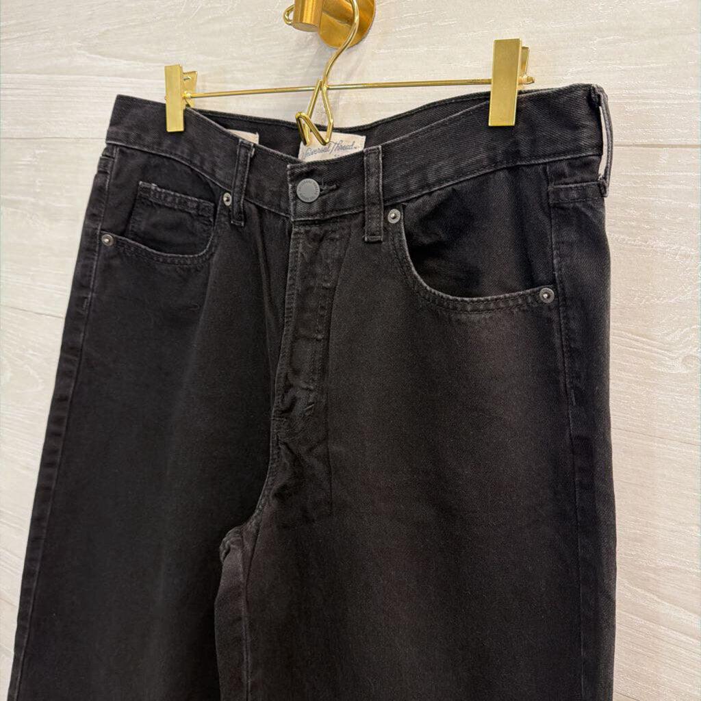 Black Mid Rise Super Wide Leg Jeans 8