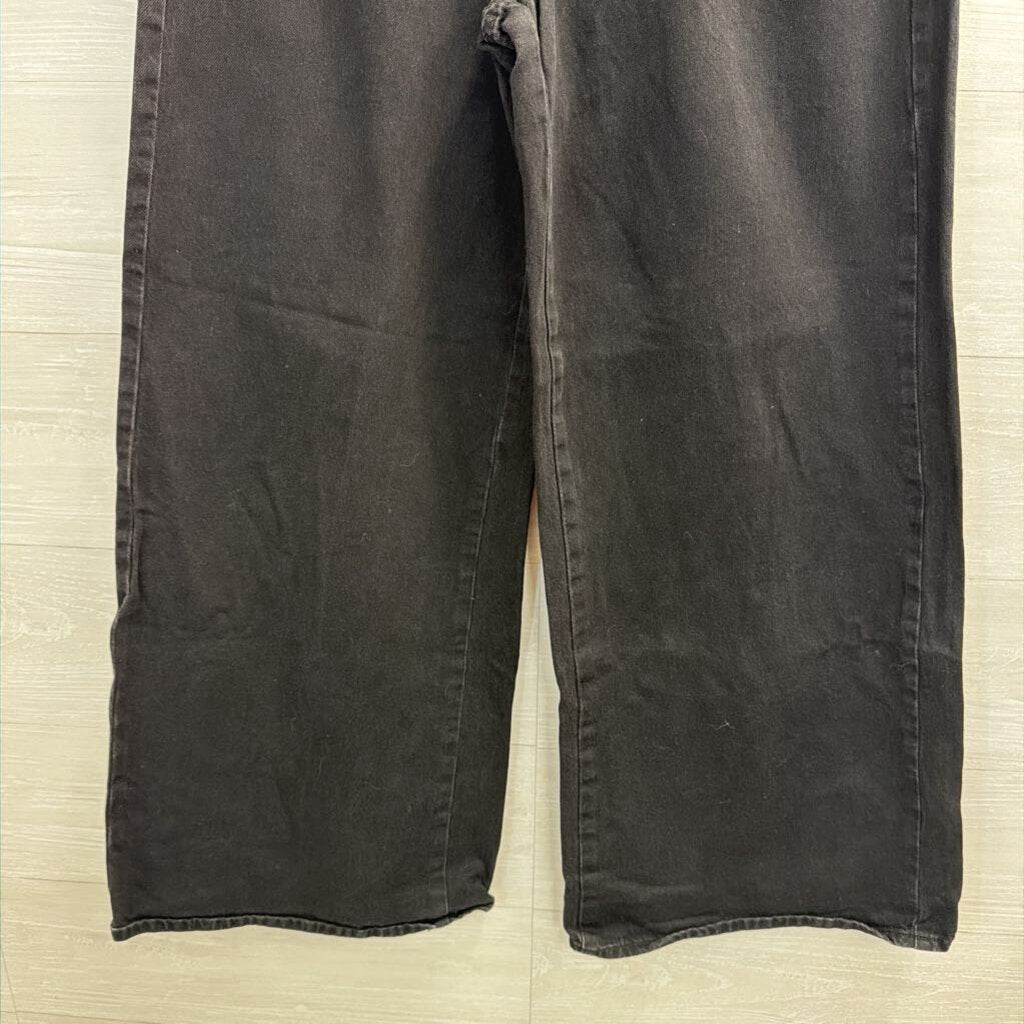 Black Mid Rise Super Wide Leg Jeans 8