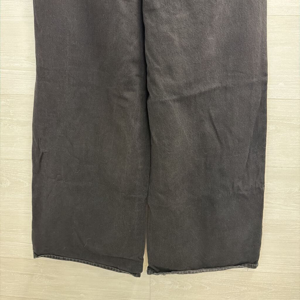 Black Mid Rise Super Wide Leg Jeans 8