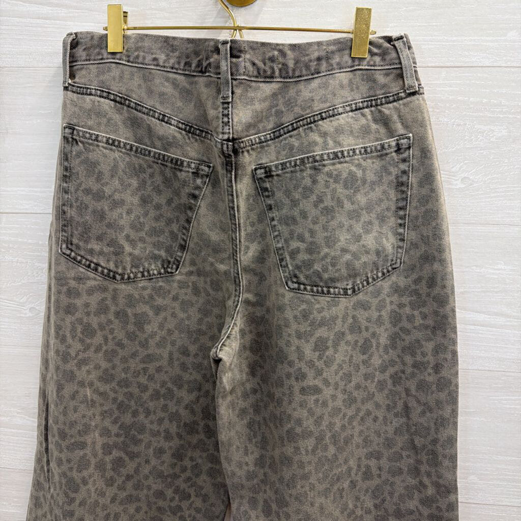 Grey Leopard Print Mis Rise 90s Baggy Jeans 8