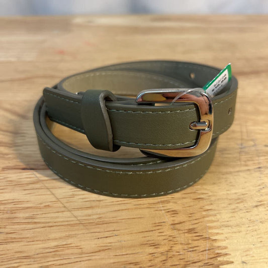 Green Leather Silver Hardware Belt Small