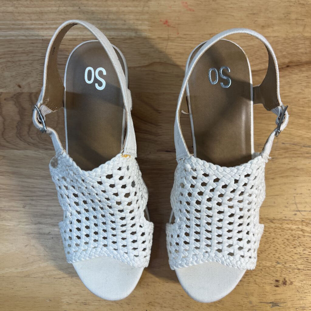 SO White Taffy White Wedge Sandals 10