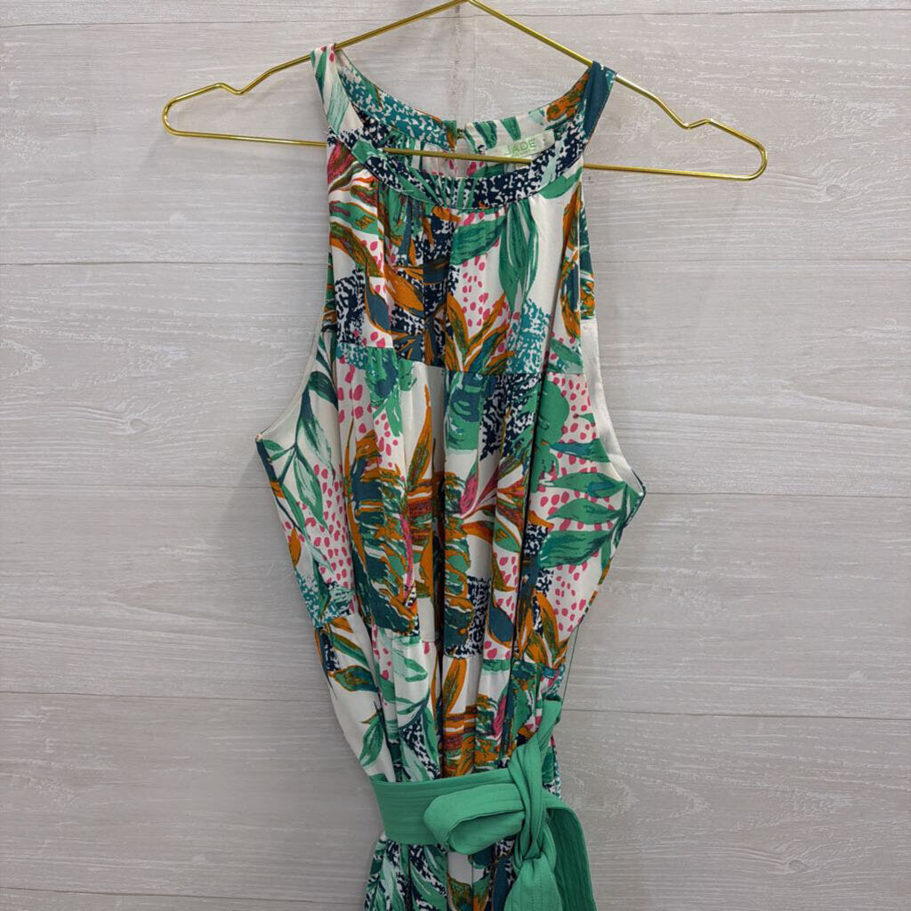 Green Palm Print Maxi Dress Medium