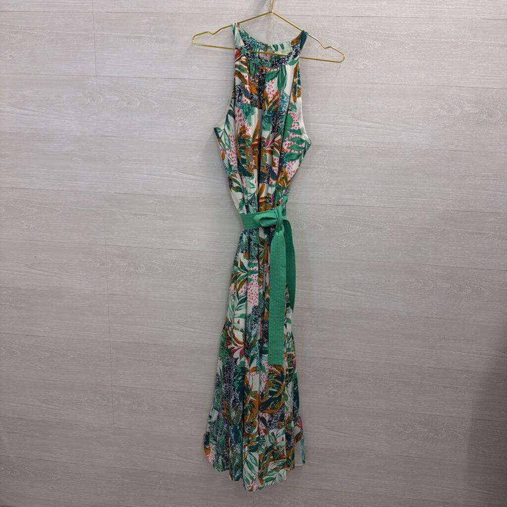 Green Palm Print Maxi Dress Medium