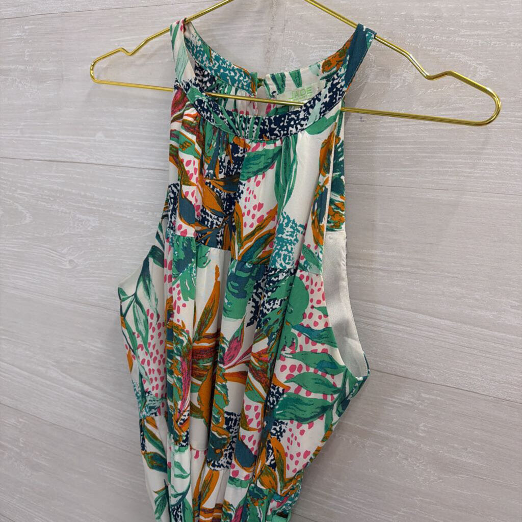 Green Palm Print Maxi Dress Medium