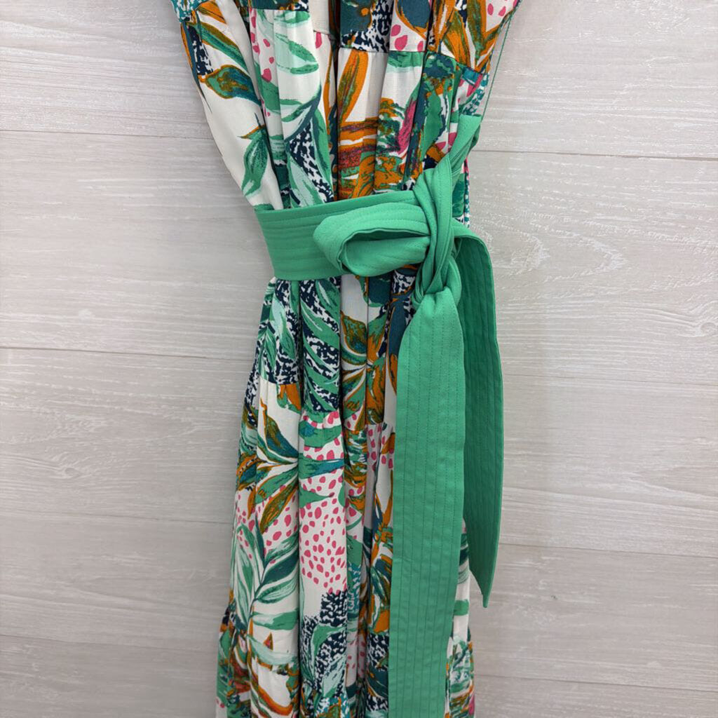 Green Palm Print Maxi Dress Medium