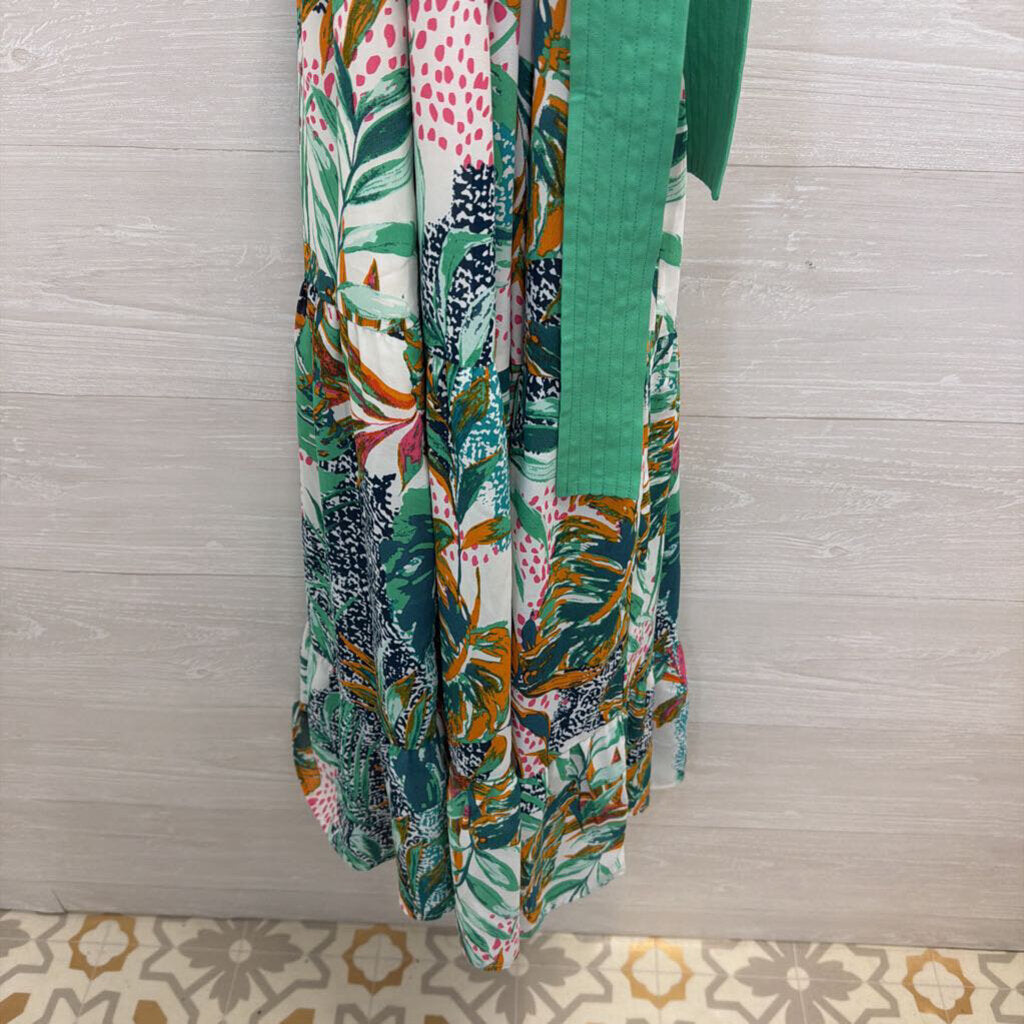 Green Palm Print Maxi Dress Medium