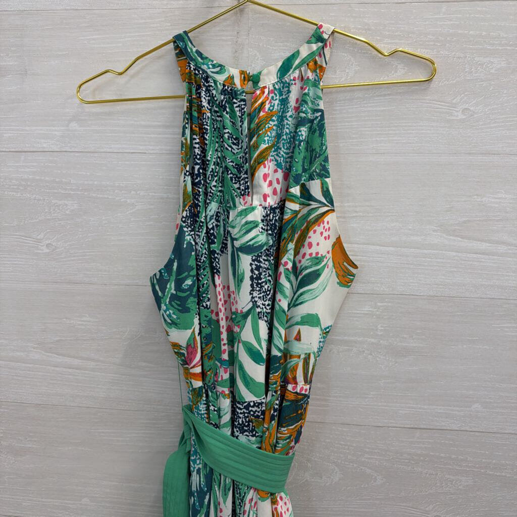 Green Palm Print Maxi Dress Medium