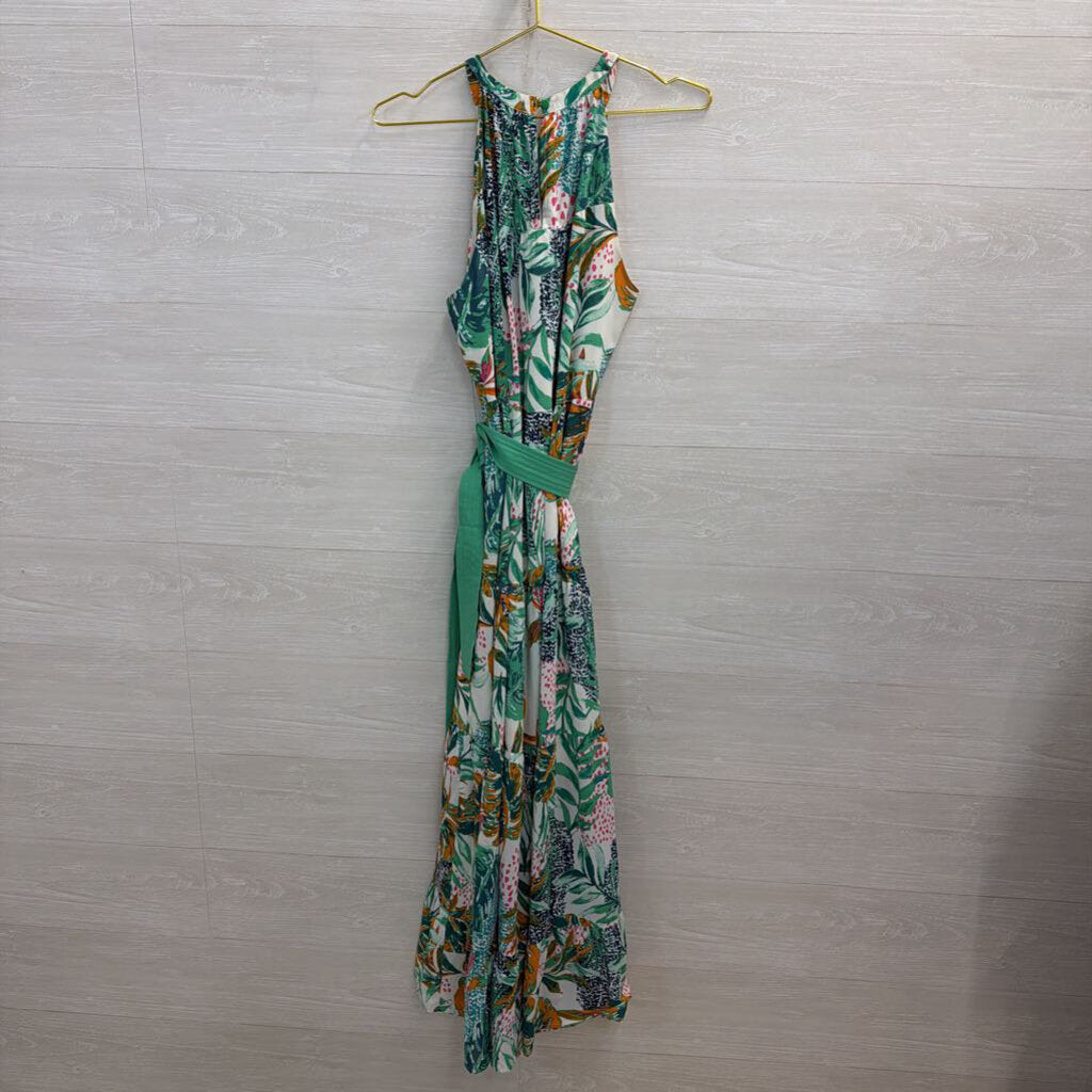 Green Palm Print Maxi Dress Medium