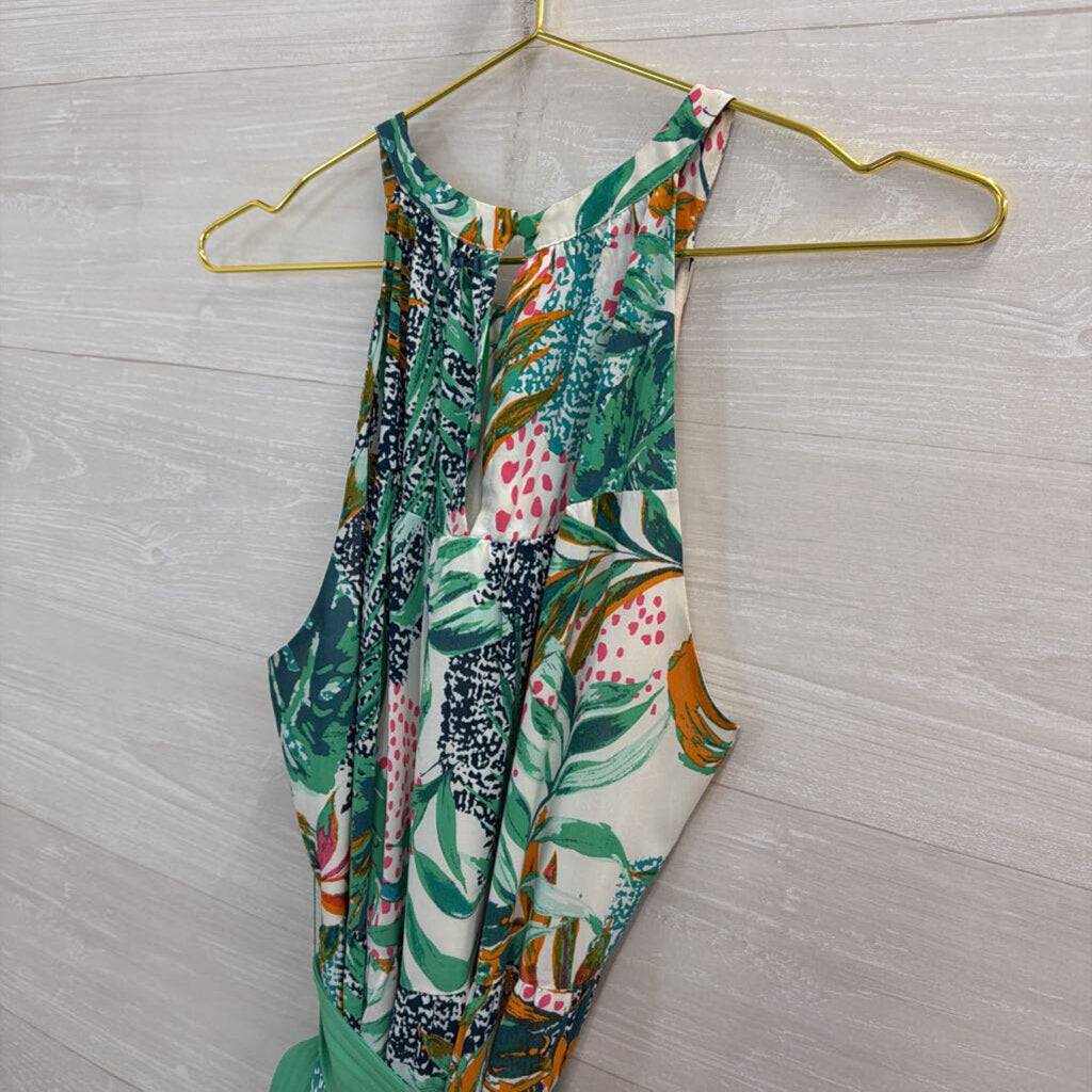 Green Palm Print Maxi Dress Medium