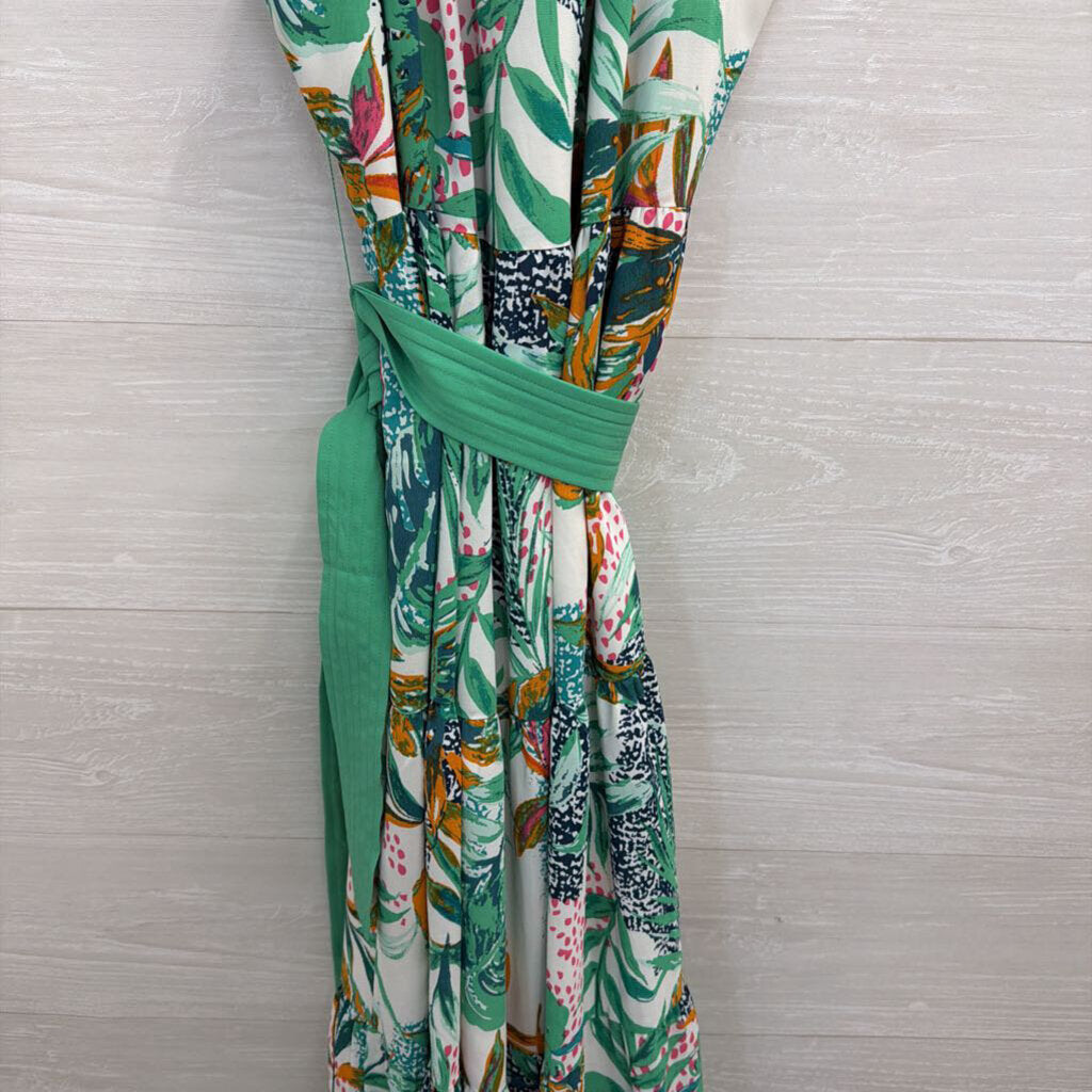 Green Palm Print Maxi Dress Medium