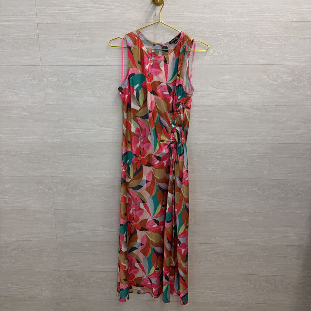 Charlie B Multi Color Print Silky Midi Dress Medium