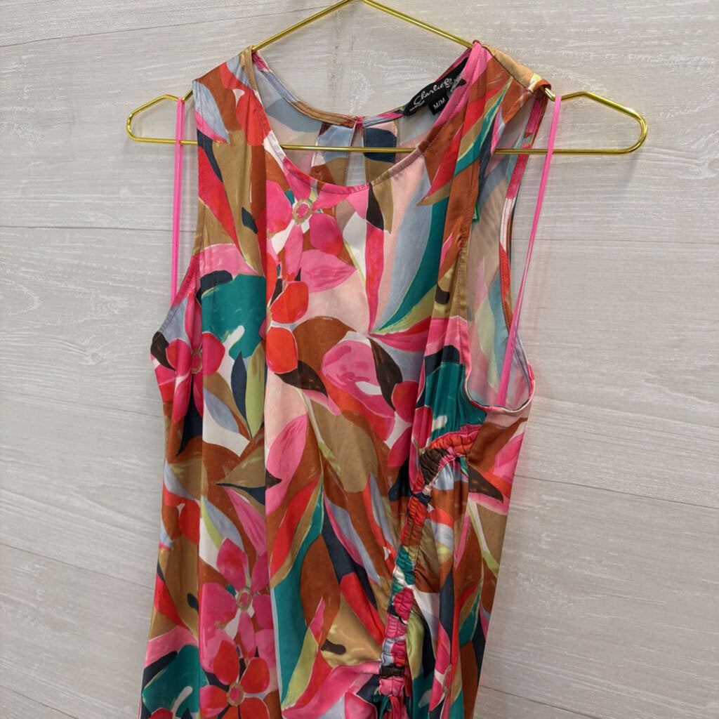 Charlie B Multi Color Print Silky Midi Dress Medium