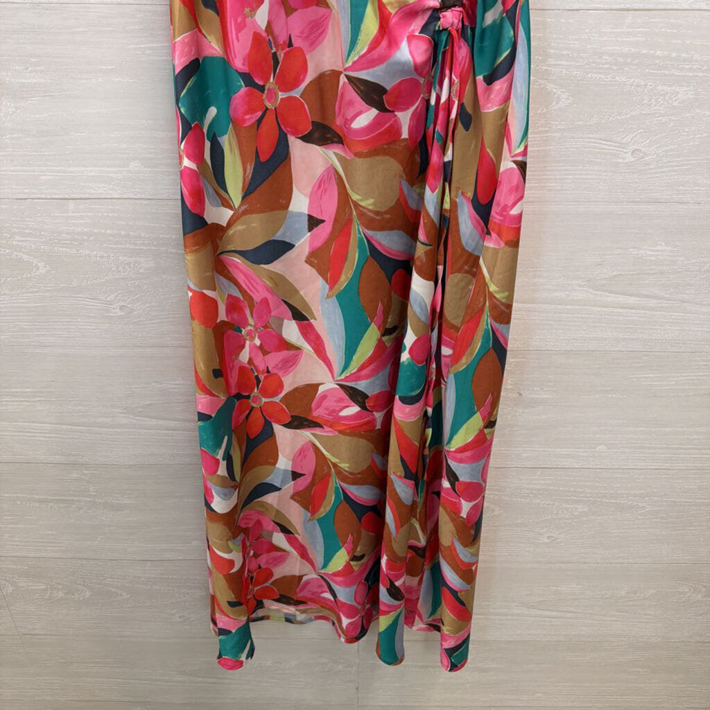 Charlie B Multi Color Print Silky Midi Dress Medium