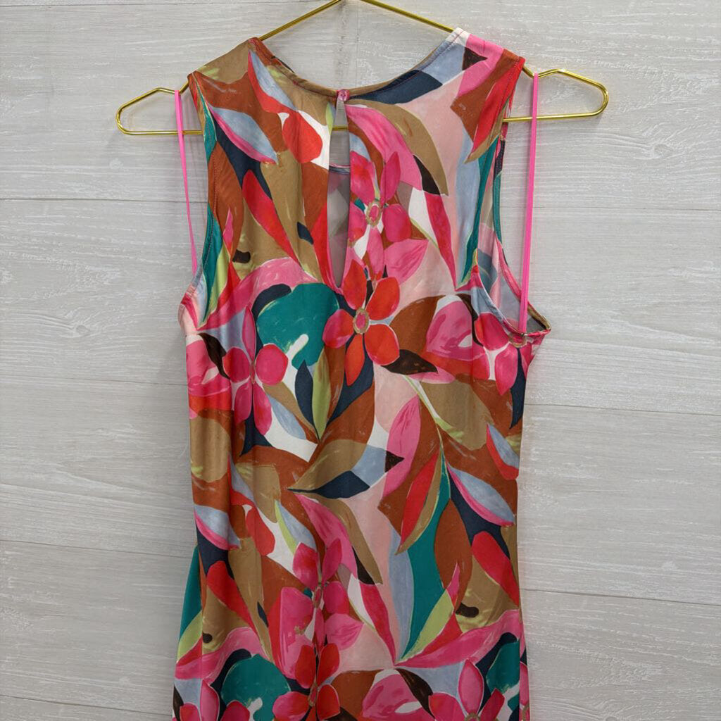Charlie B Multi Color Print Silky Midi Dress Medium