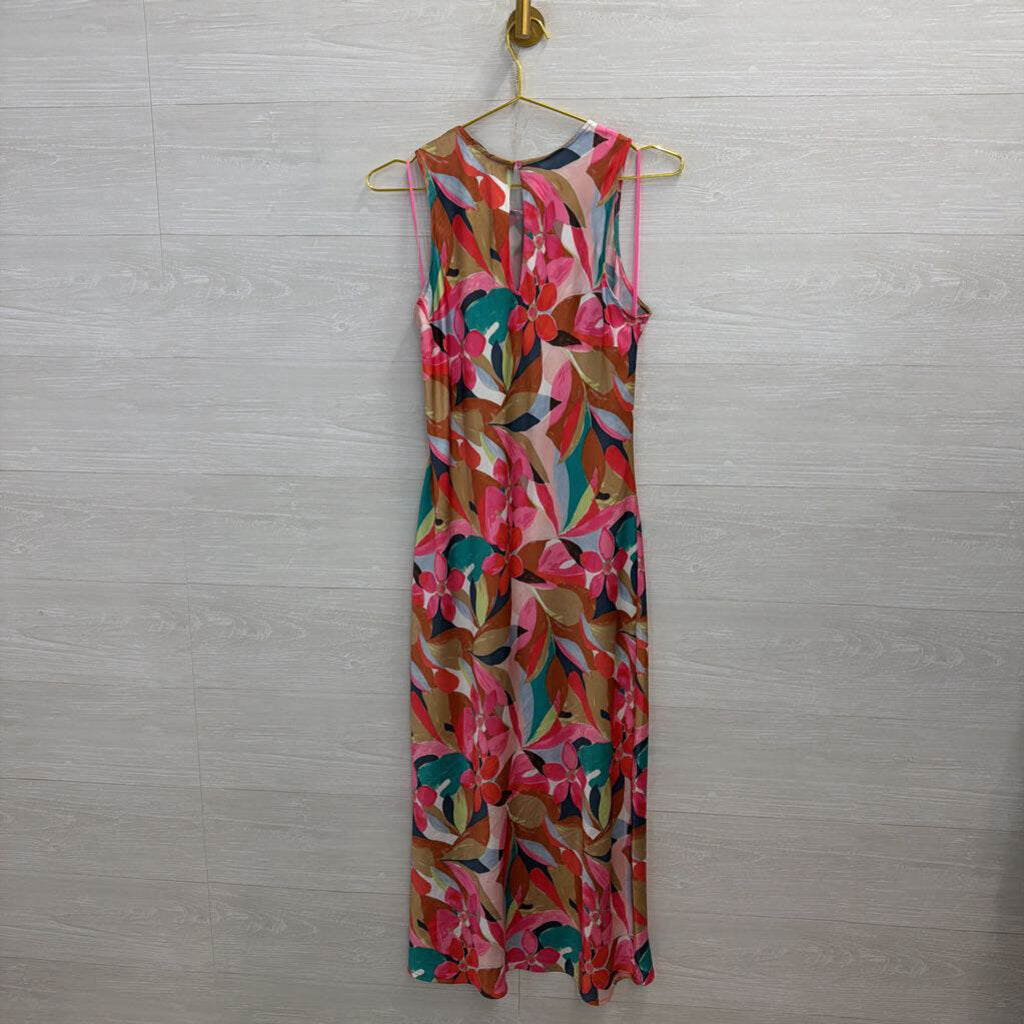 Charlie B Multi Color Print Silky Midi Dress Medium