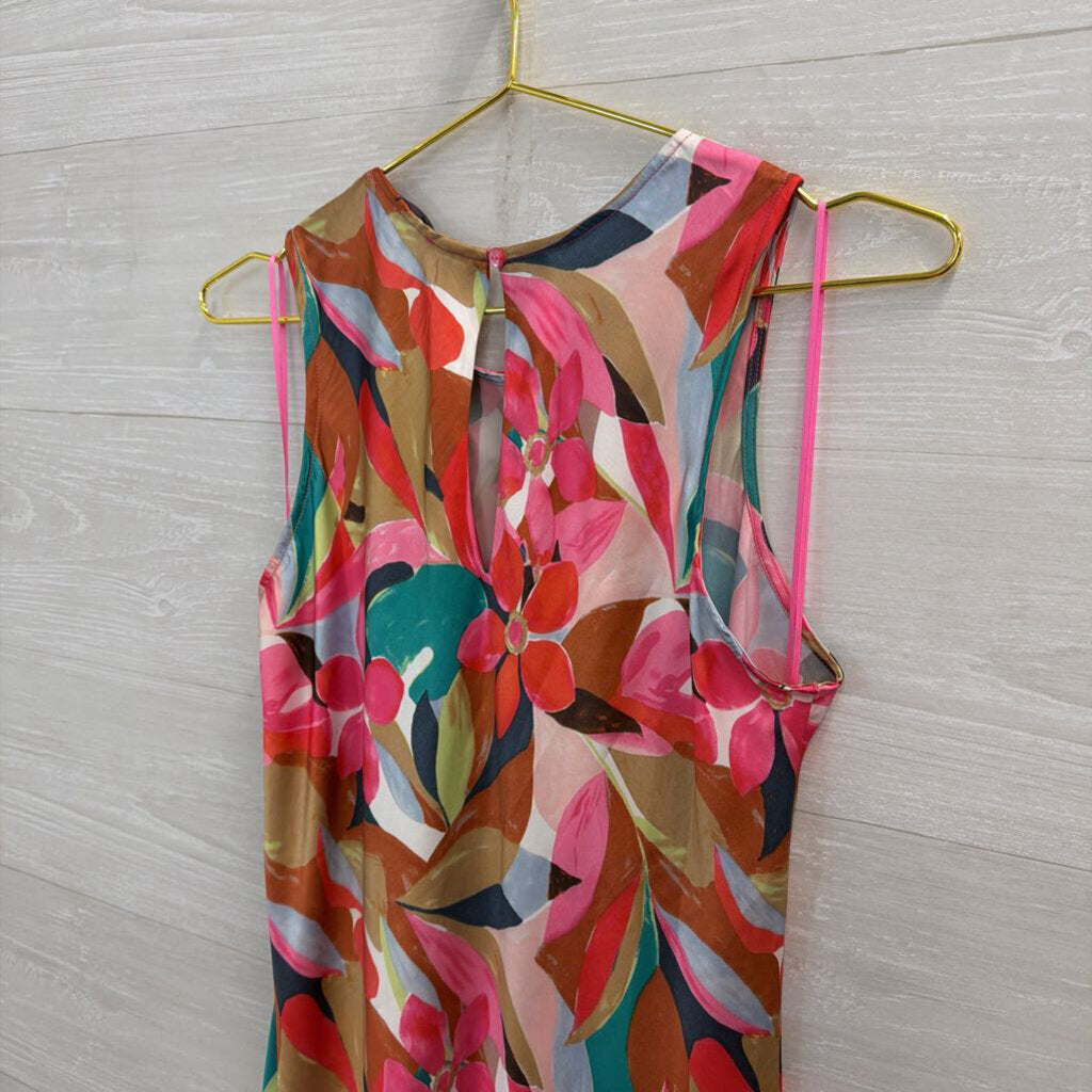Charlie B Multi Color Print Silky Midi Dress Medium