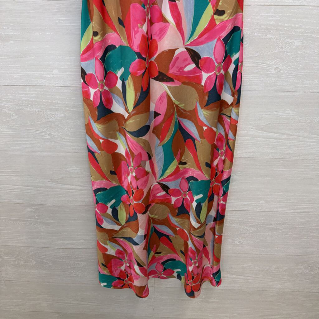 Charlie B Multi Color Print Silky Midi Dress Medium