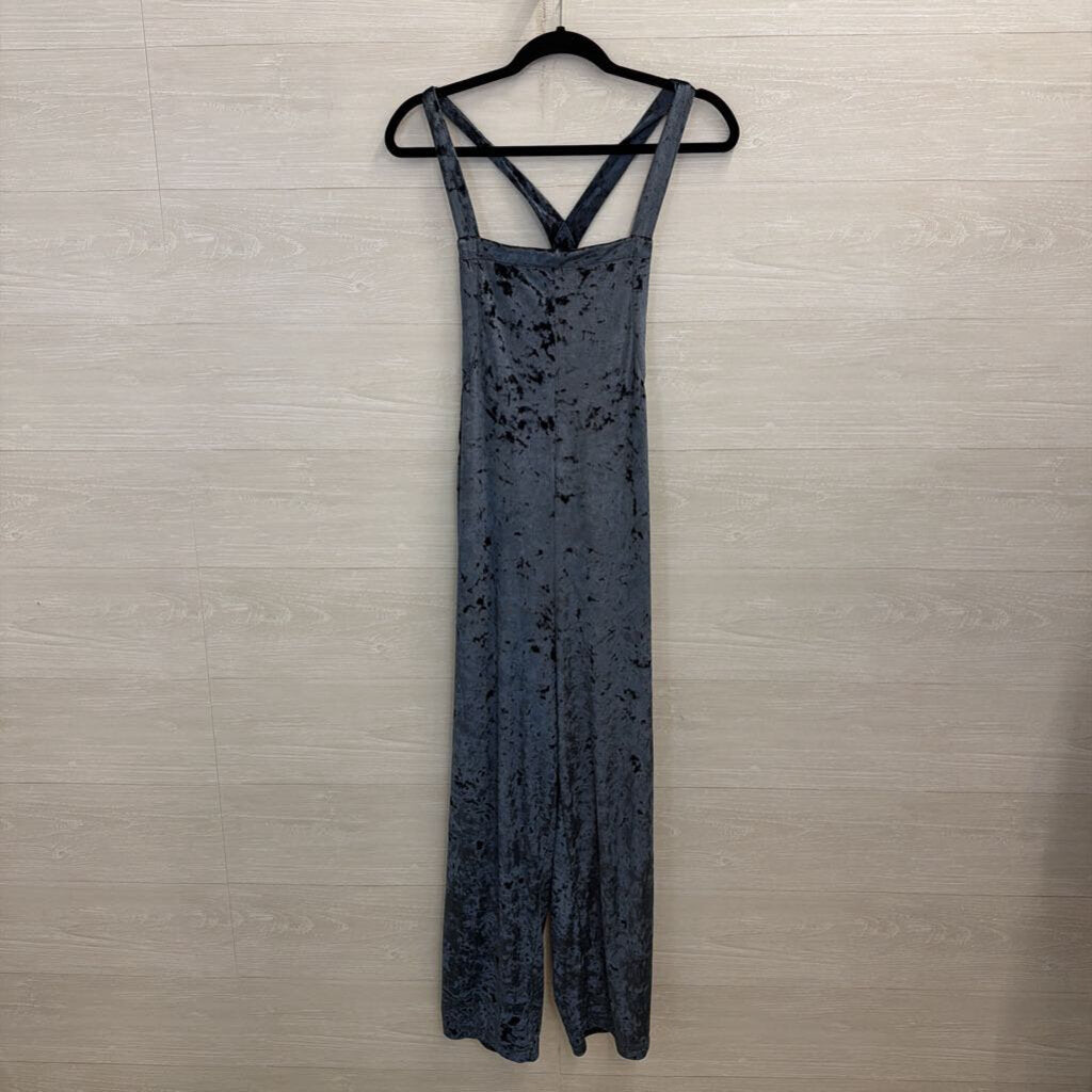 Urban Outfitters Blue Crushed Velvet Jumpsuit Medium