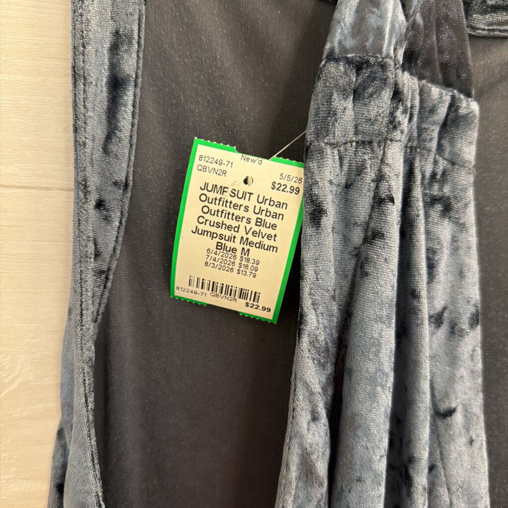 Urban Outfitters Blue Crushed Velvet Jumpsuit Medium
