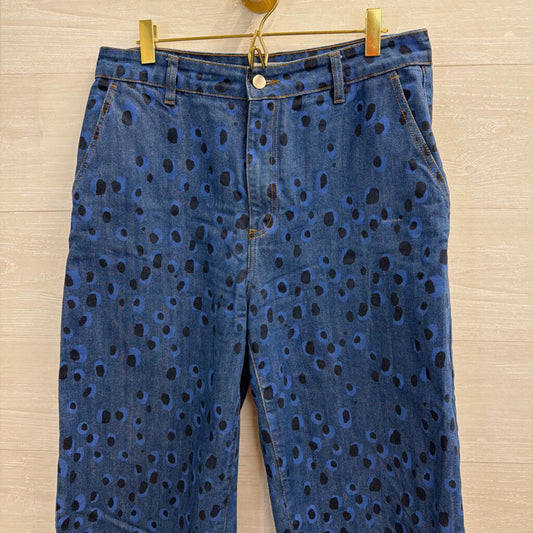 The Tiny Big Sister Printed Denim Barrel Jeans 40
