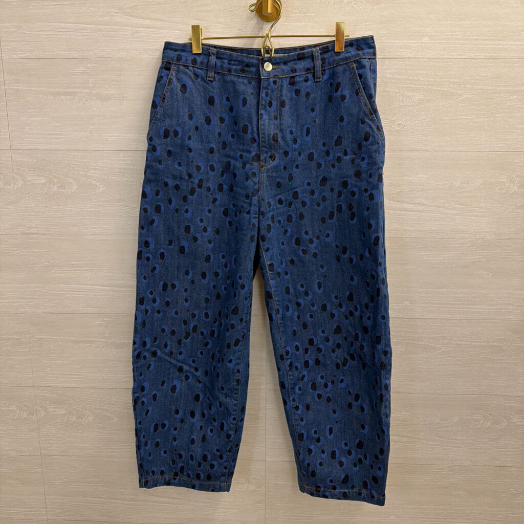 The Tiny Big Sister Printed Denim Barrel Jeans 40