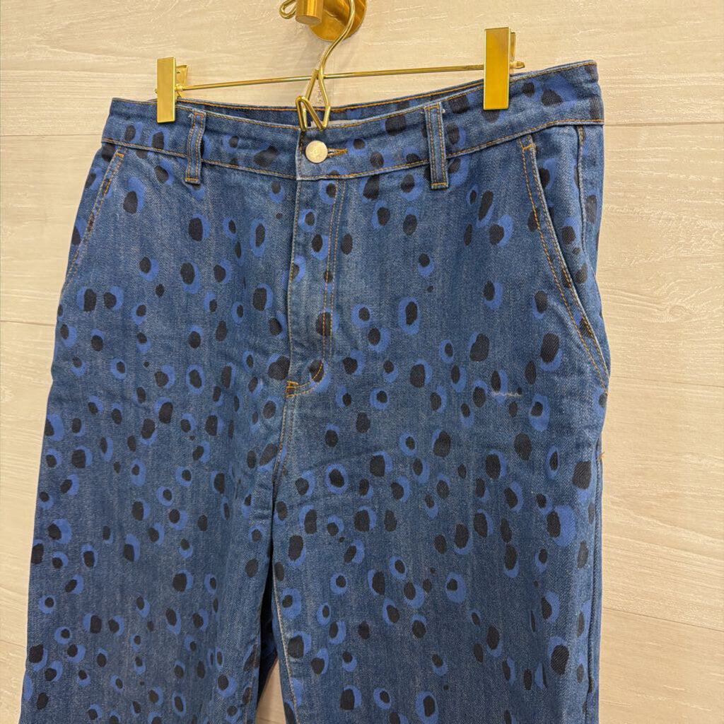 The Tiny Big Sister Printed Denim Barrel Jeans 40