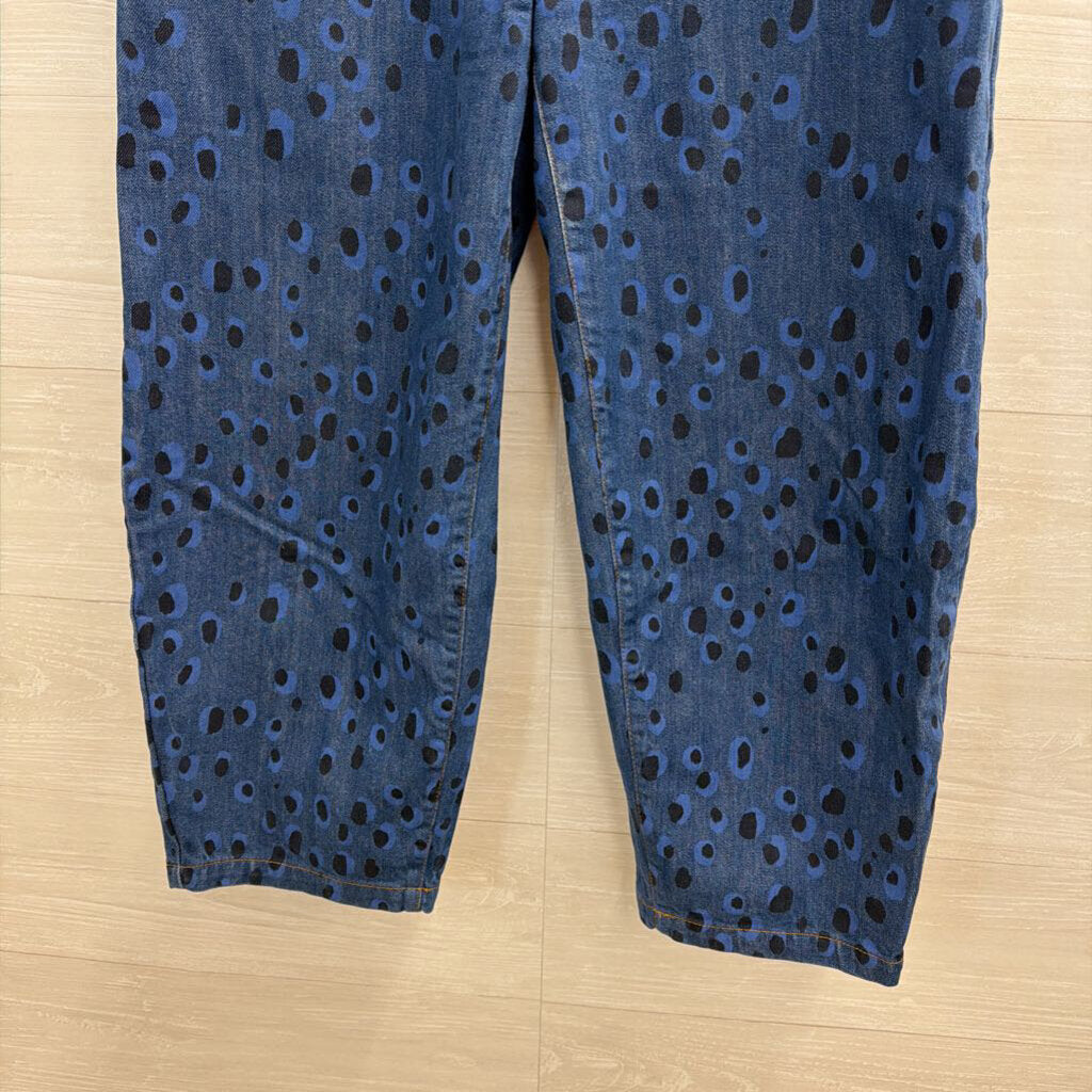 The Tiny Big Sister Printed Denim Barrel Jeans 40