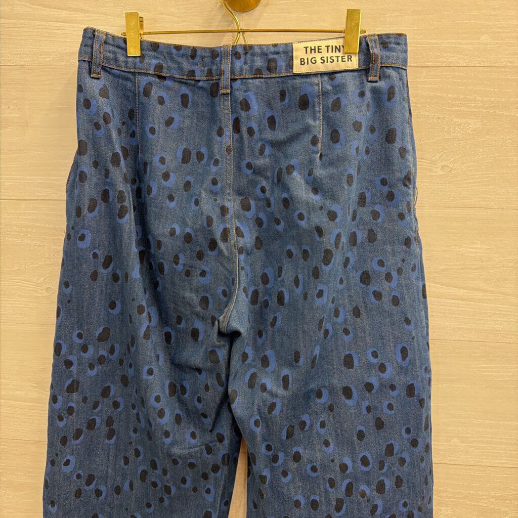 The Tiny Big Sister Printed Denim Barrel Jeans 40