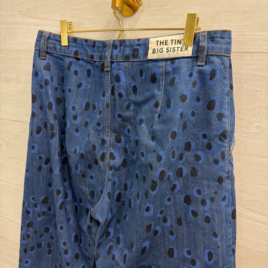 The Tiny Big Sister Printed Denim Barrel Jeans 40