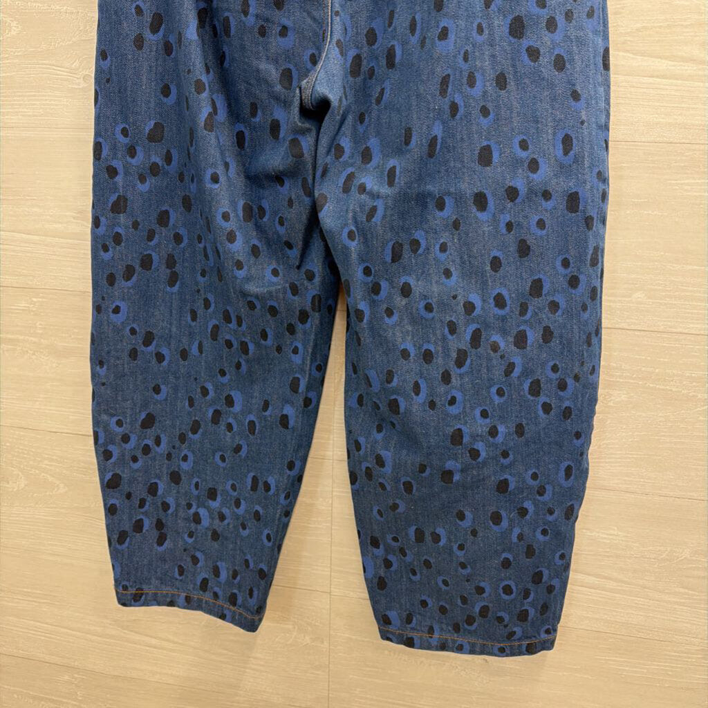 The Tiny Big Sister Printed Denim Barrel Jeans 40