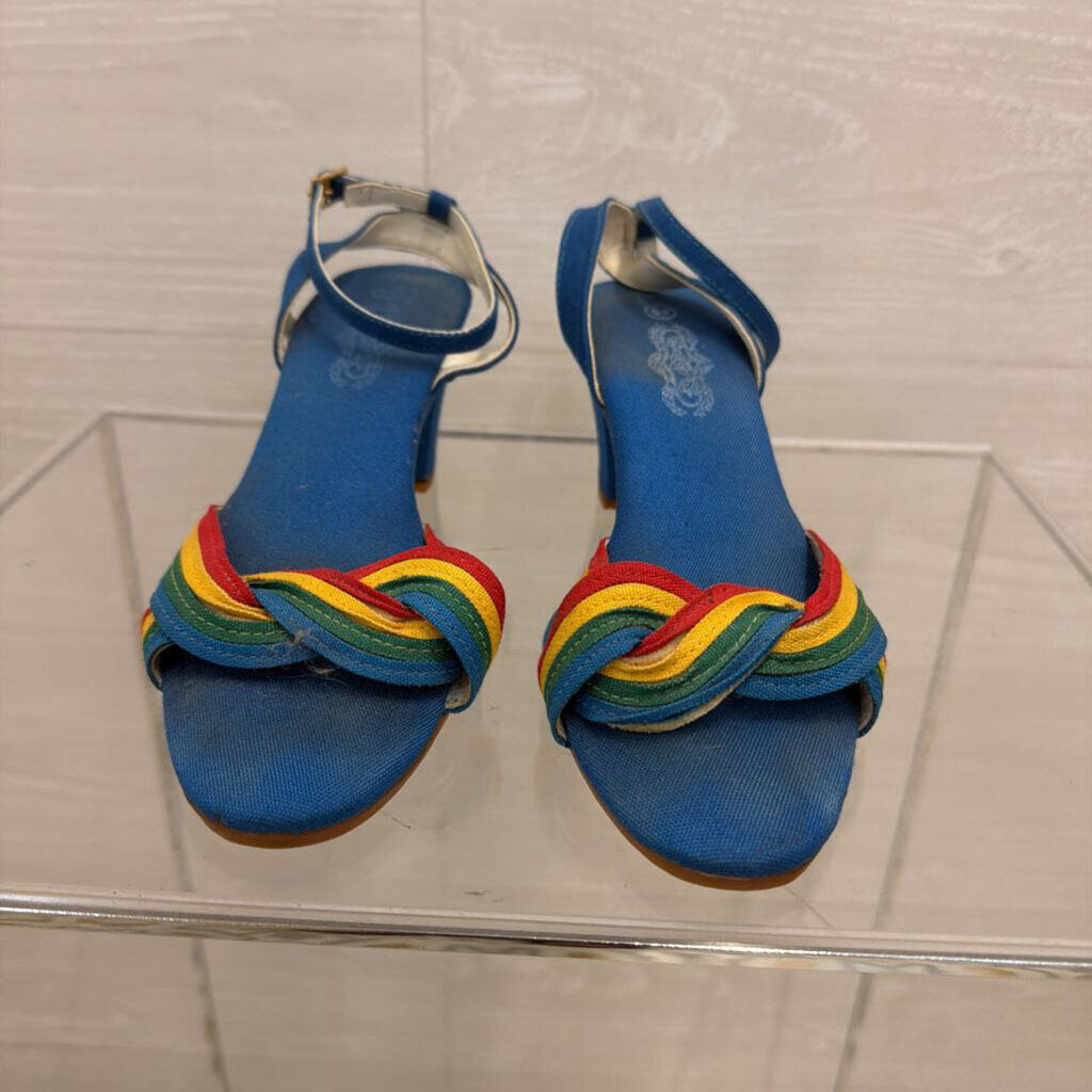 Vintage Blue Rainbow Strap Heels 6