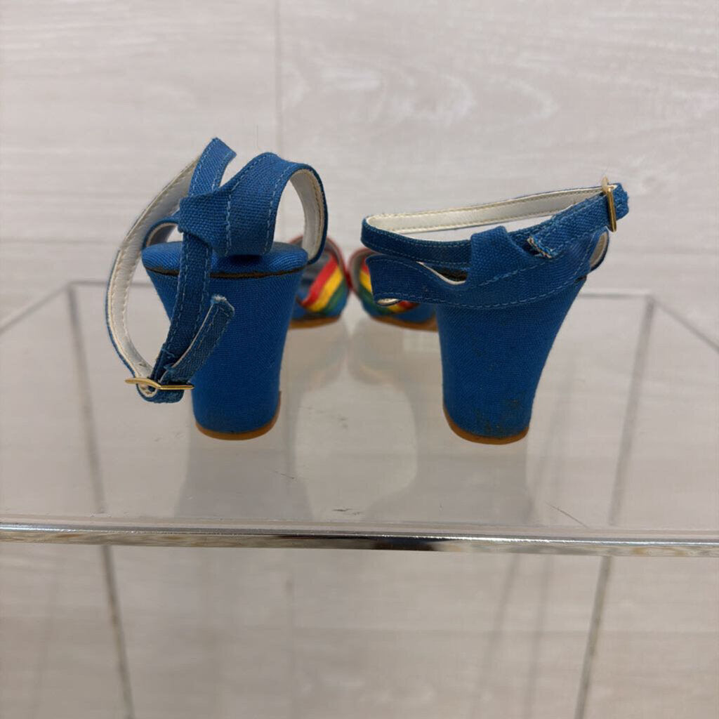 Vintage Blue Rainbow Strap Heels 6